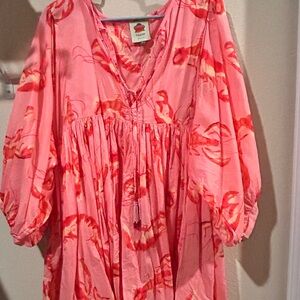 FARM Rio Coral and Scarlet Mini Dress